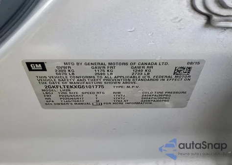 2016 GMC Terrain Sle z USA, uszkodzony, nr VIN 2GKFLTEKXG6101775